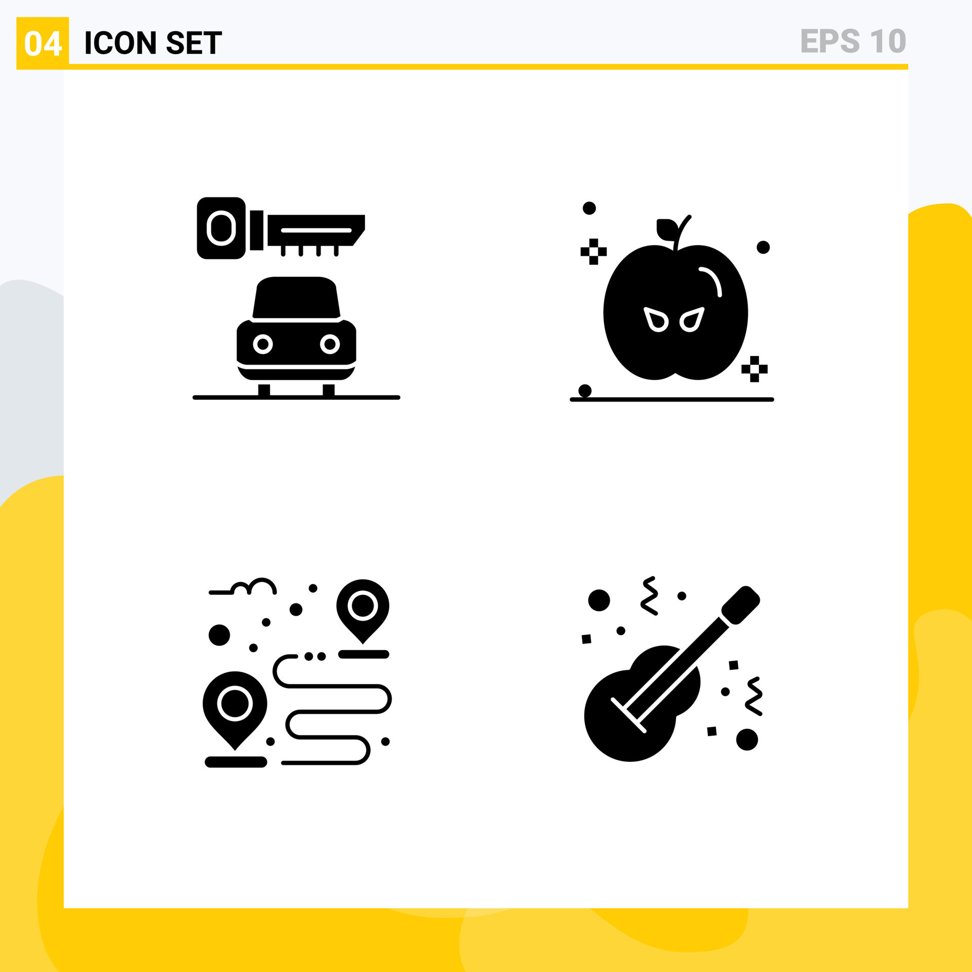 Set Of 4 Modern UI Icons Symbols Signs For Car Path Holiday Destination car-dotted-path-line-driving-towards-destination-vector-image