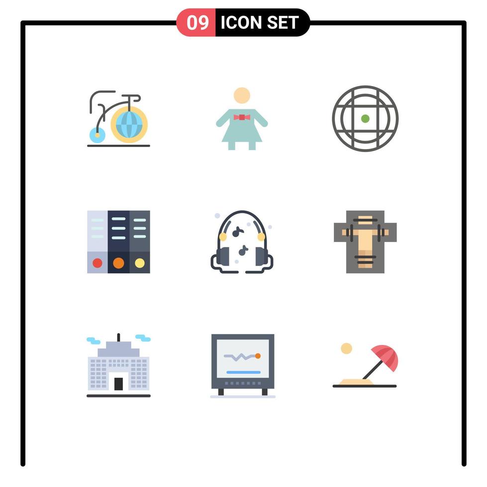 Universal Icon Symbols Group of 9 Modern Flat Colors of death sound equipment music documents Editable Vector Design Elements