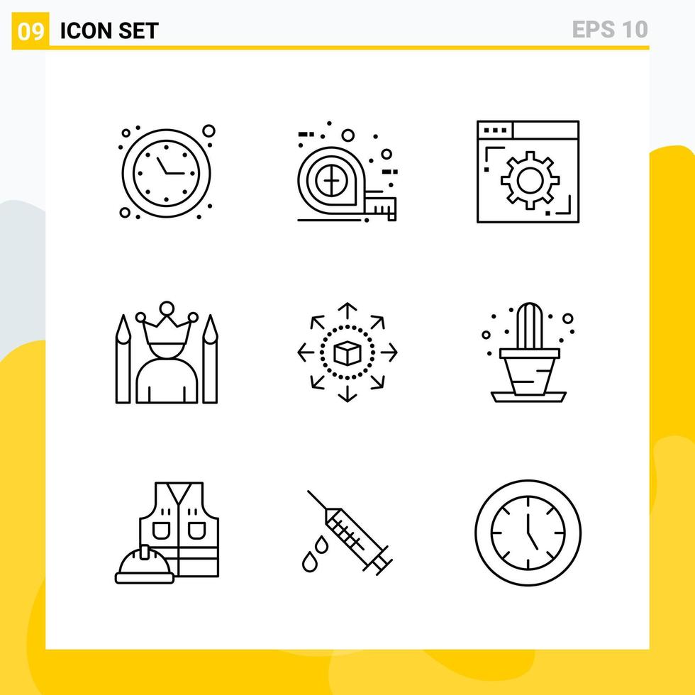 colección de 9 iconos de línea universal conjunto de iconos para web y móvil vector