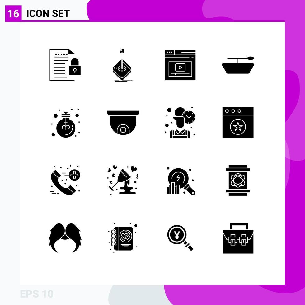 Modern Set of 16 Solid Glyphs and symbols such as idea boat joystick video web Editable Vector Design Elements