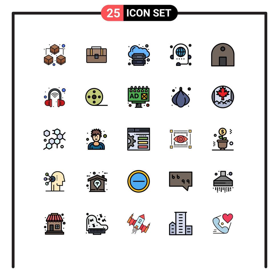 25 Thematic Vector Filled line Flat Colors and Editable Symbols of building discussion hosting conference call Editable Vector Design Elements