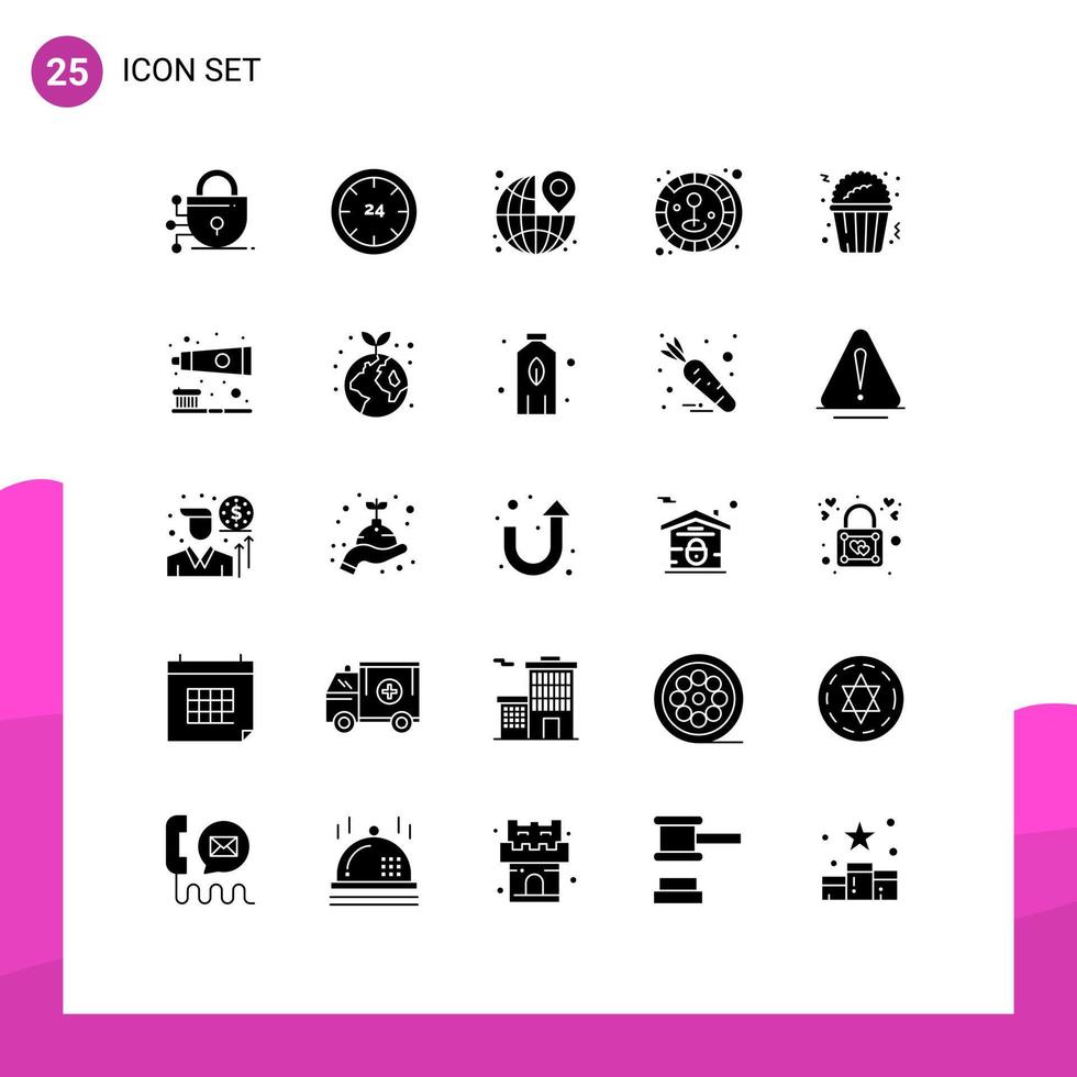 Set of 25 Modern UI Icons Symbols Signs for fast food game around joystick travel Editable Vector Design Elements