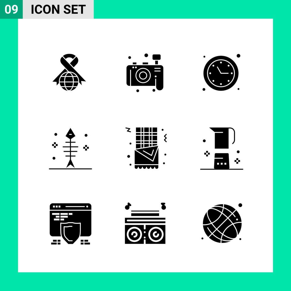 paquete de 9 símbolos de glifo de conjunto de iconos de estilo sólido para imprimir signos creativos aislados en fondo blanco 9 conjunto de iconos vector