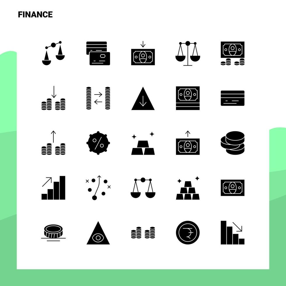 25 conjunto de iconos de finanzas plantilla de ilustración de vector de icono de glifo sólido para ideas web y móviles para empresa comercial