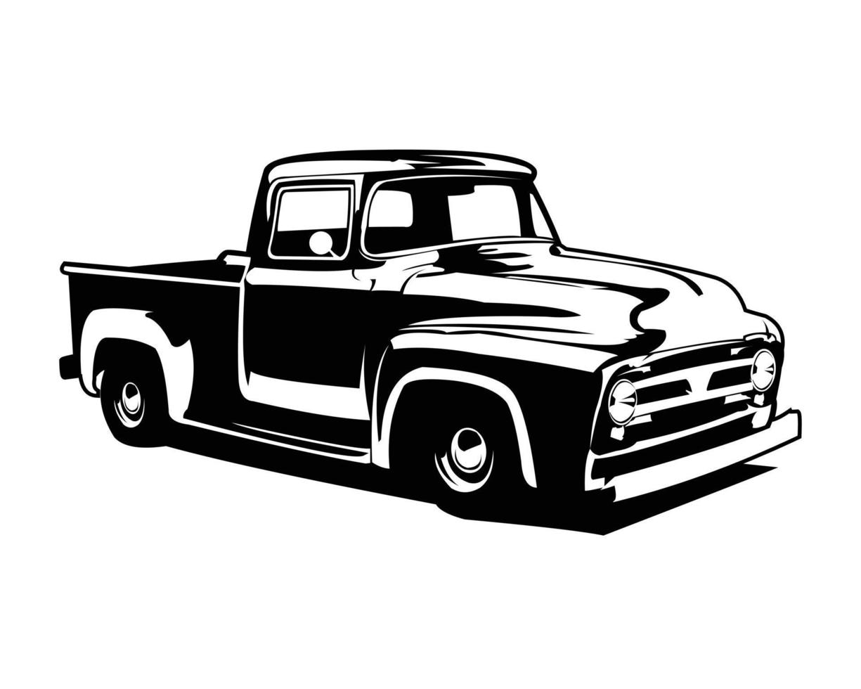 old american truck isolated on white background showing from side. best for the old truck car industry. vector illustration available in eps 10.