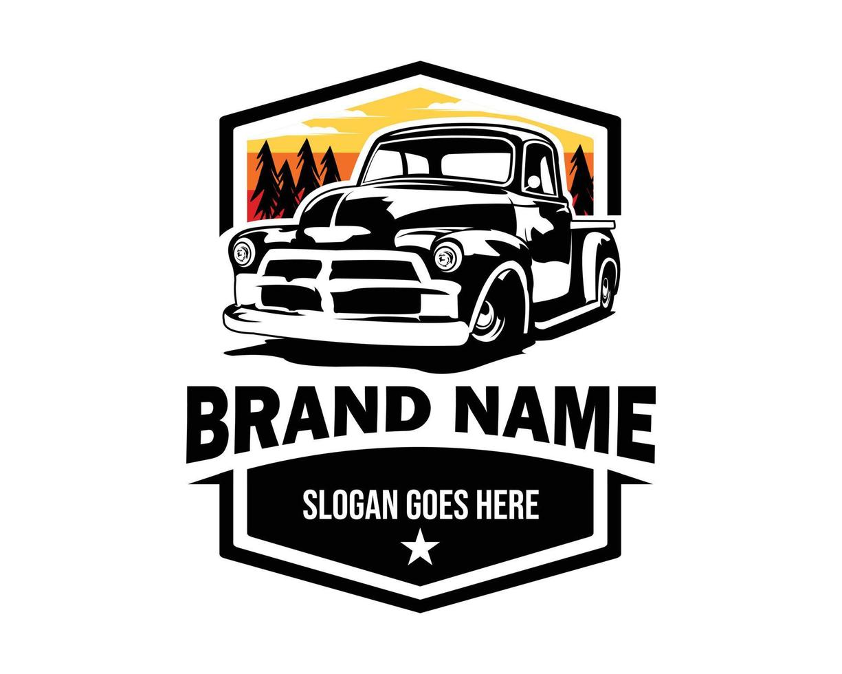 old truck logo with amazing sunset view best for industrial truck badge, emblem, icon. vector illustration available in eps 10.