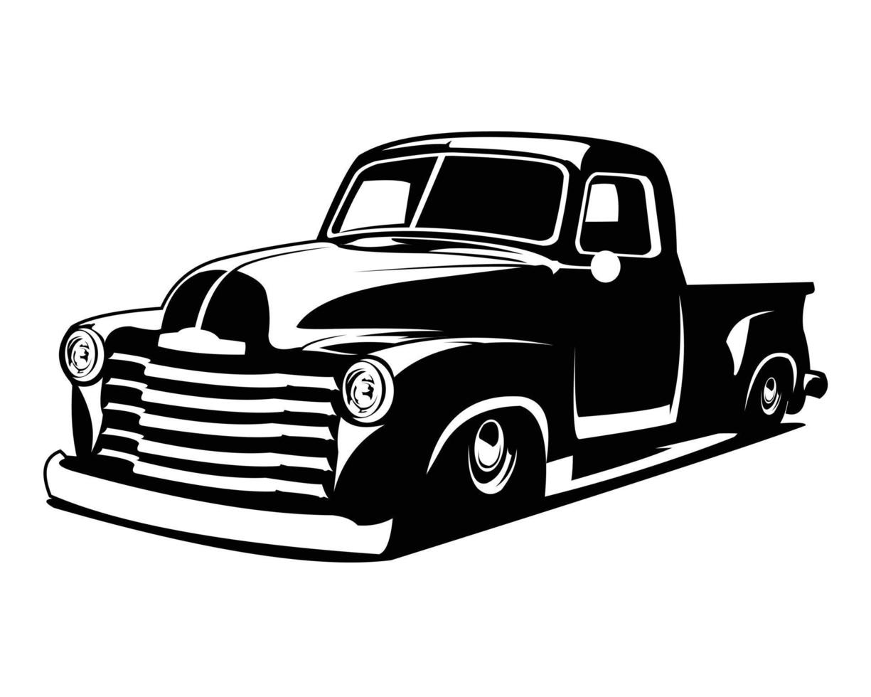 old classic truck logo isolated white background showing from front high quality truck design. vector illustration available in eps 10.