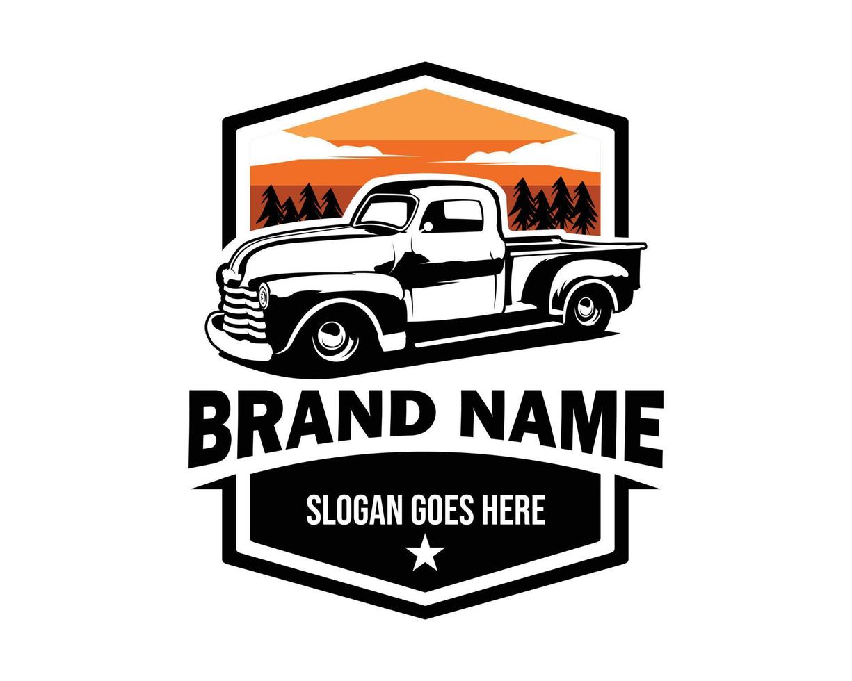 old truck logo with amazing sunset view best for industrial truck badge, emblem, icon. vector illustration available in eps 10.