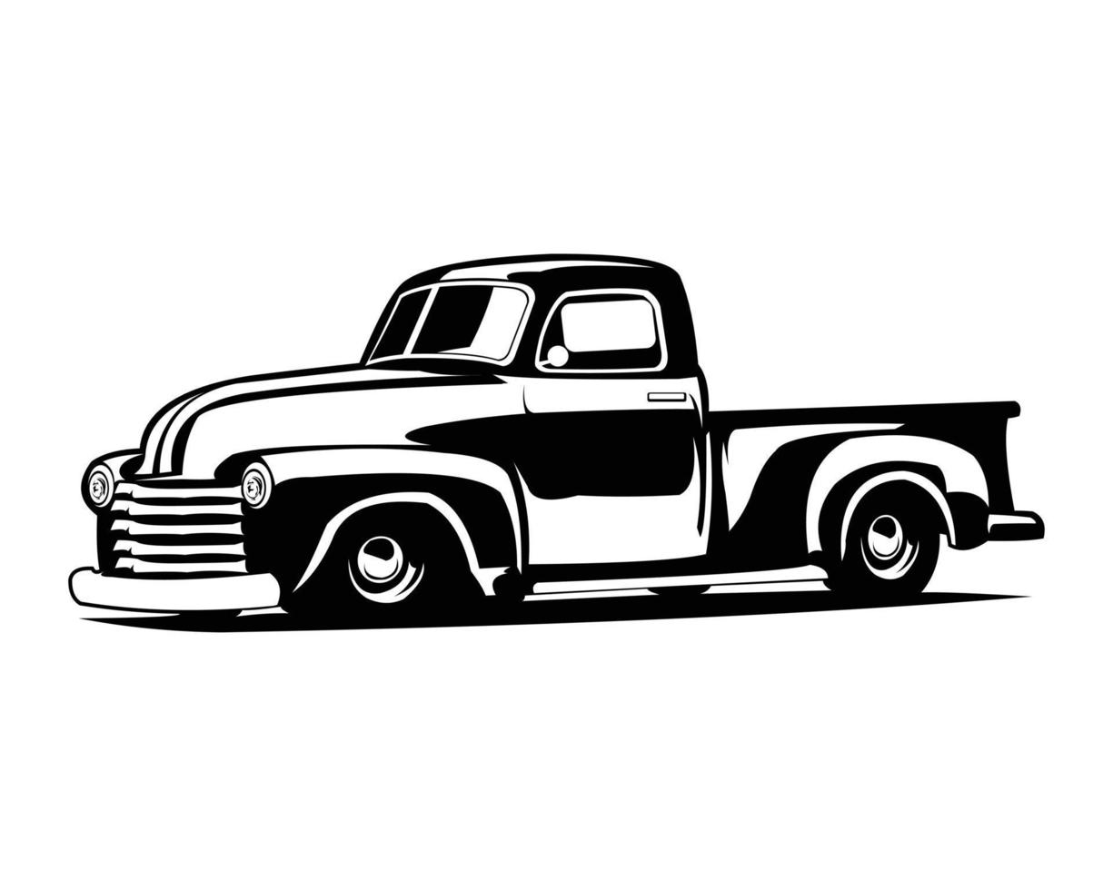 old american truck logo isolated on white background showing from side. best for the old truck car industry. vector illustration available in eps 10.