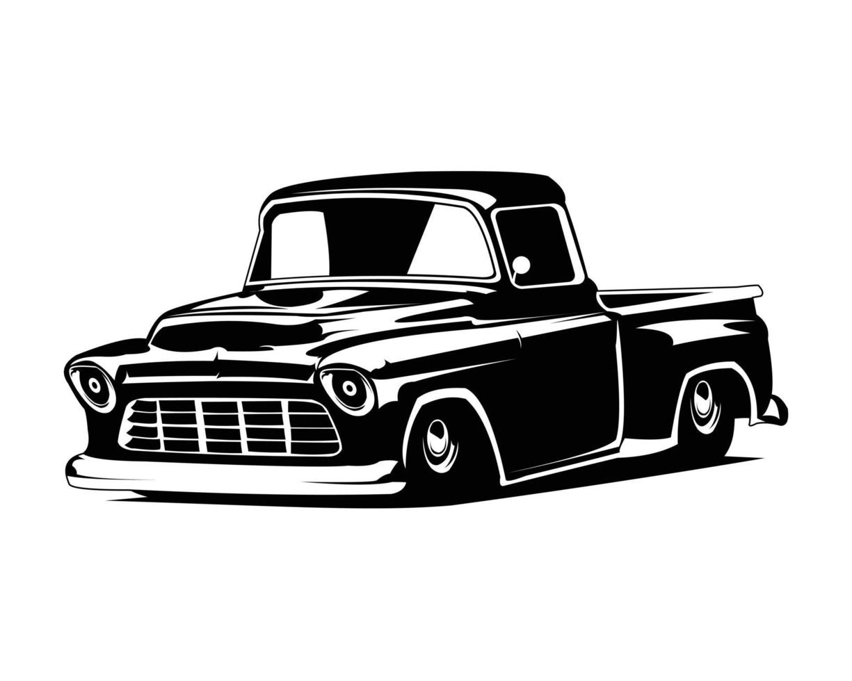 classic old truck isolated on white background showing from side. Best for badge, emblem, icon, sticker design and trucking industry. vector