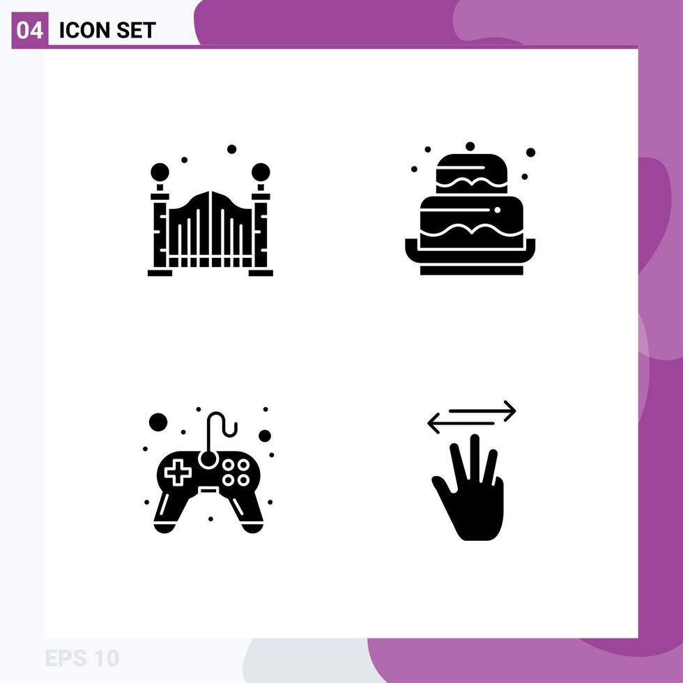 Set of 4 Modern UI Icons Symbols Signs for city controller birthday decoration video game Editable Vector Design Elements