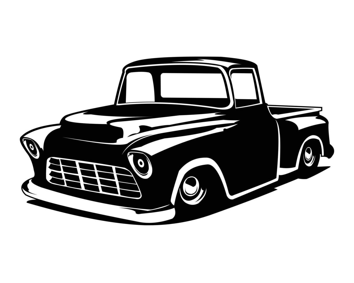 classic old truck isolated on white background showing from side. Best for badge, emblem, icon, sticker design and trucking industry. vector