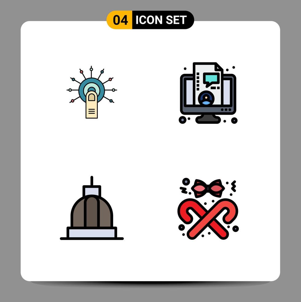 Set of 4 Modern UI Icons Symbols Signs for touch architecture done coaching building Editable Vector Design Elements