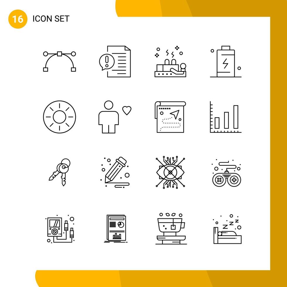 16 Icon Set Line Style Icon Pack Outline Symbols isolated on White Backgound for Responsive Website Designing Creative Black Icon vector background