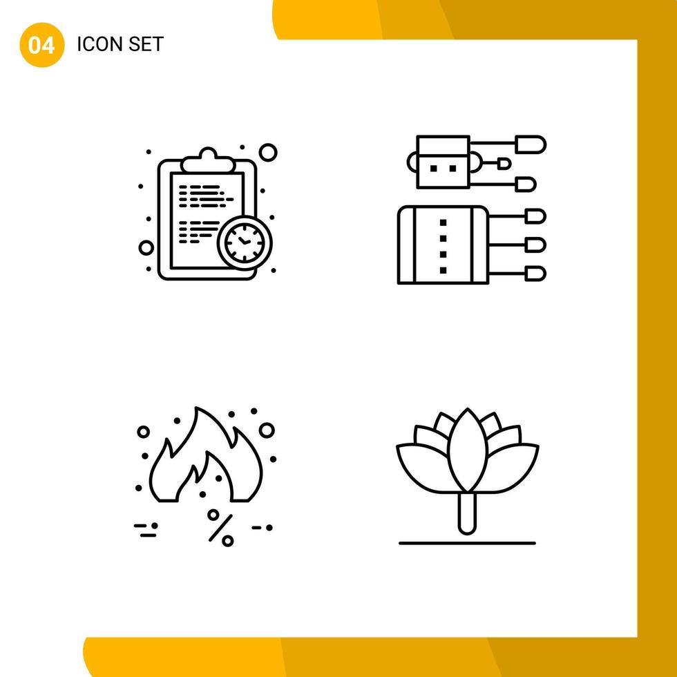 4 Icon Set Line Style Icon Pack Outline Symbols isolated on White Backgound for Responsive Website Designing vector