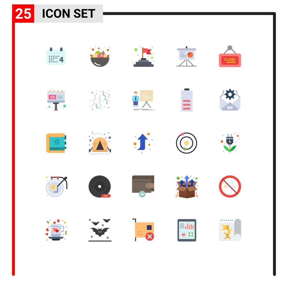 Set of 25 Modern UI Icons Symbols Signs for close board flag marketing board Editable Vector Design Elements