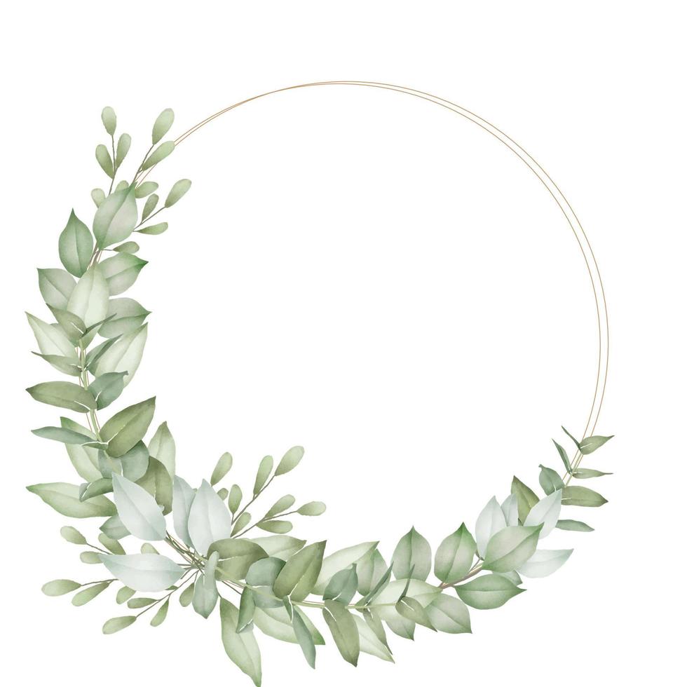 Beautiful Green Leaf Wreath gold circle vector