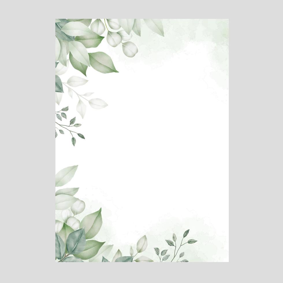 plantilla de invitación de boda floral verde vector