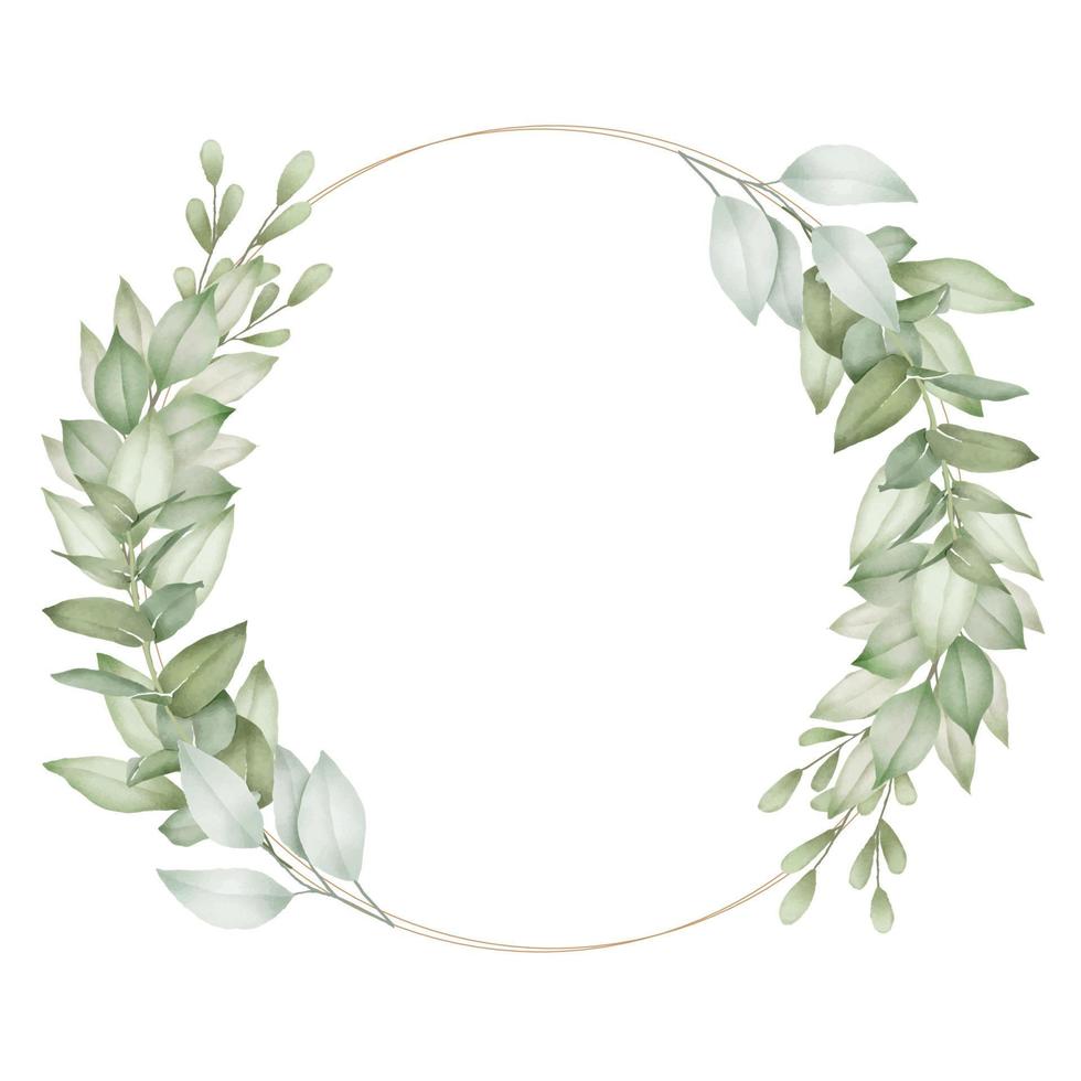 Beautiful Green Leaf Wreath gold circle vector