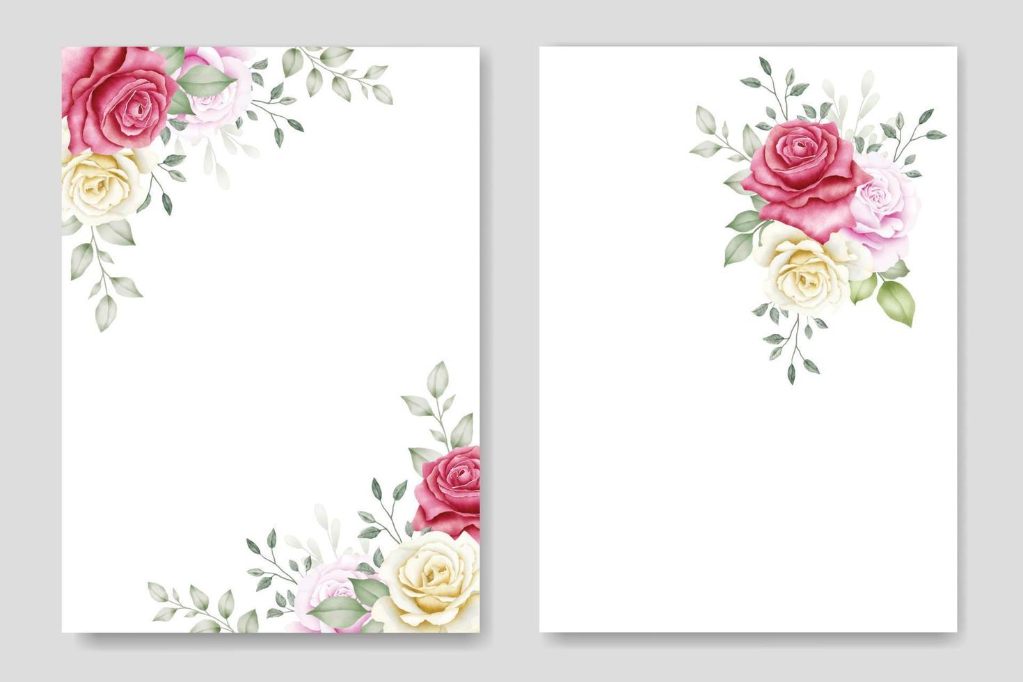 hermosa plantilla de tarjeta de invitación de boda de rosas florales vector