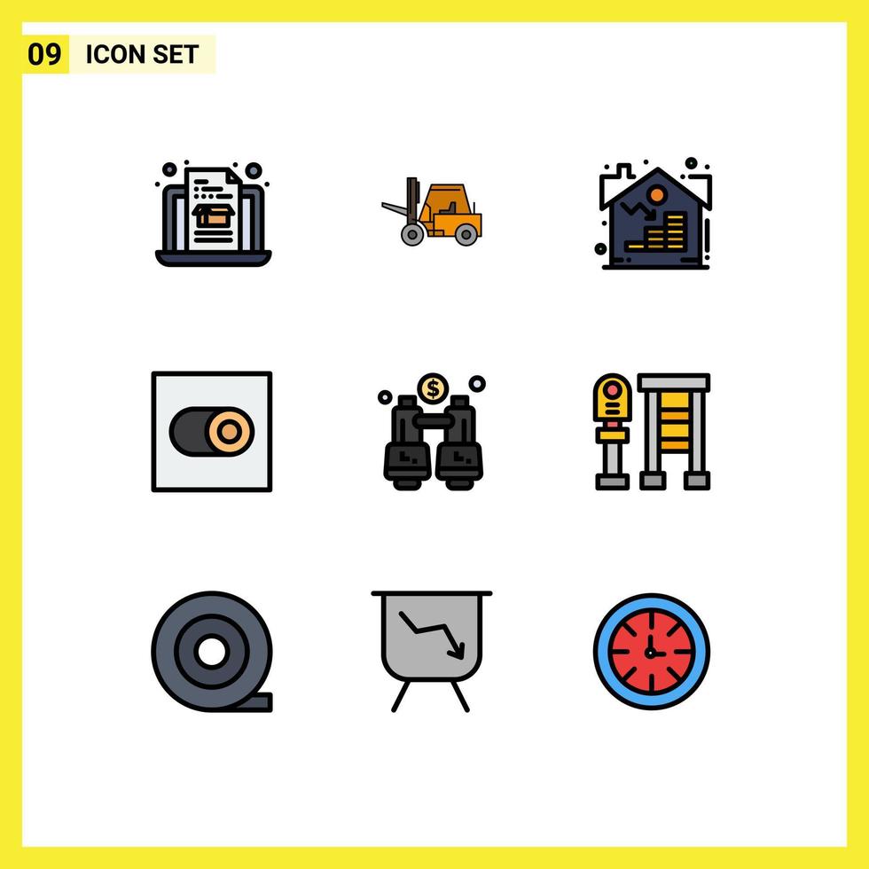 Set of 9 Modern UI Icons Symbols Signs for locate explore property binoculars switch Editable Vector Design Elements