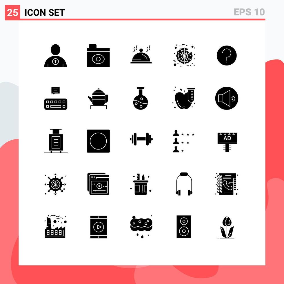 User Interface Pack of 25 Basic Solid Glyphs of keyboard ui pallat help web Editable Vector Design Elements