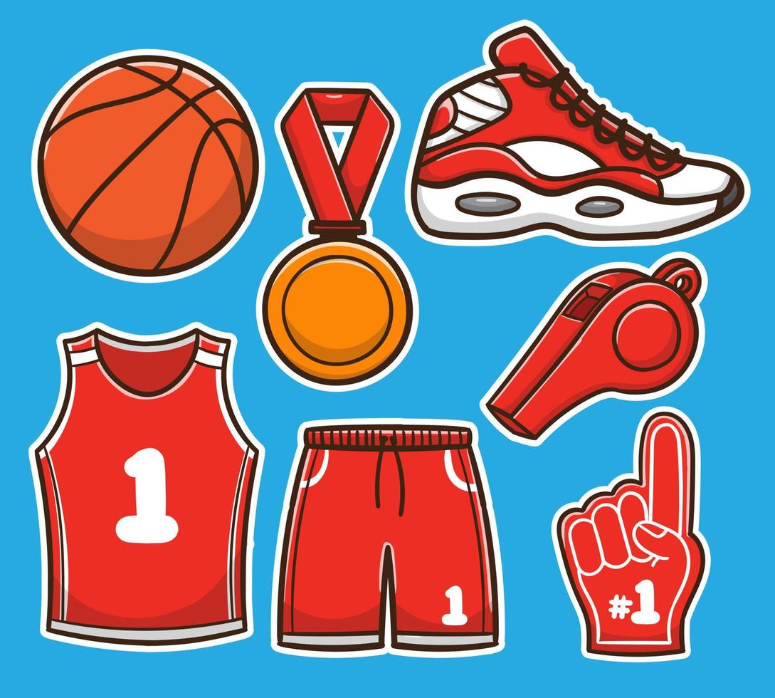 dibujar a mano dibujos animados conjunto de baloncesto colección de paquetes ilustración vectorial vector