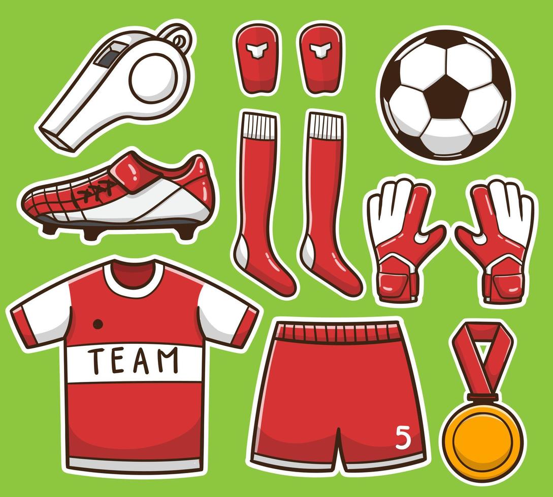 cartoon football set bundle collection vector illustration