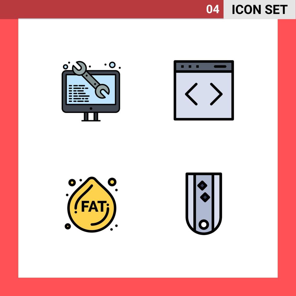 Universal Icon Symbols Group of 4 Modern Filledline Flat Colors of coding droop web development system diamonds Editable Vector Design Elements