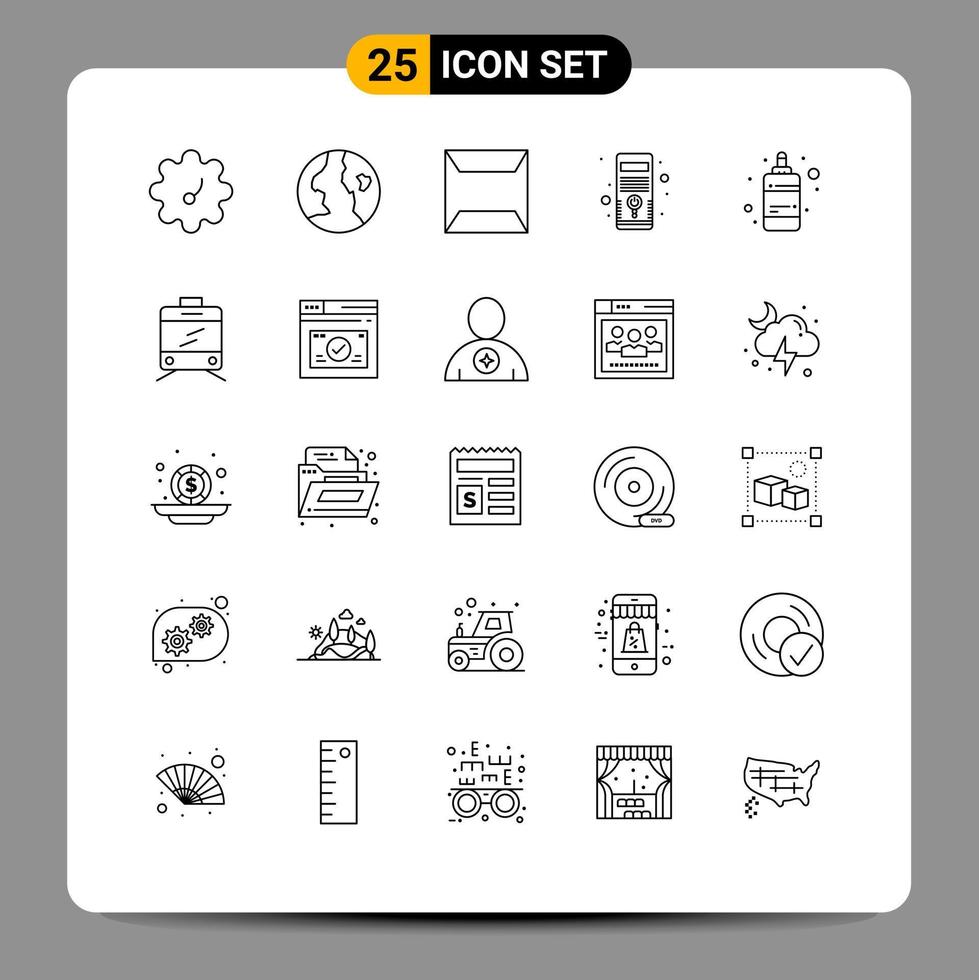 25 Creative Icons Modern Signs and Symbols of transport printing computer ink bottle Editable Vector Design Elements