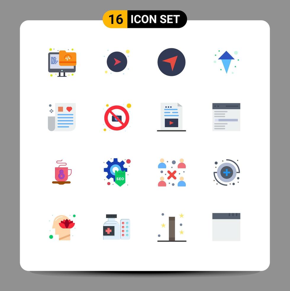 Mobile Interface Flat Color Set of 16 Pictograms of remedy healthcare direction drug arrows Editable Pack of Creative Vector Design Elements