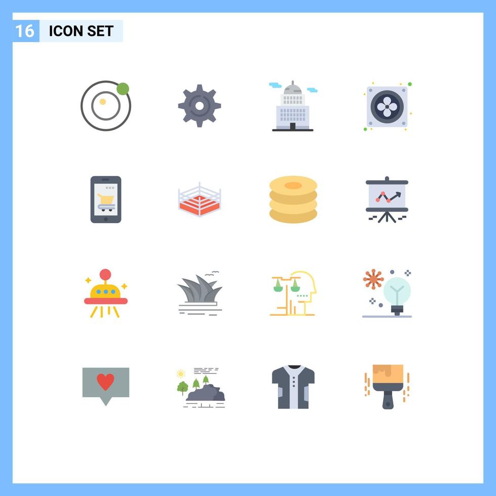 16 iconos creativos signos y símbolos modernos de hardware de dispositivo de gobierno móvil de cesta paquete editable de elementos creativos de diseño de vectores