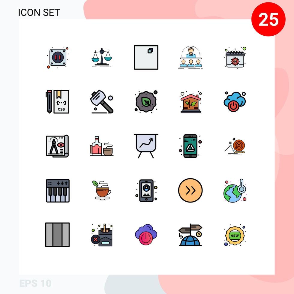 Modern Set of 25 Filled line Flat Colors Pictograph of date easter view calendar instructor Editable Vector Design Elements