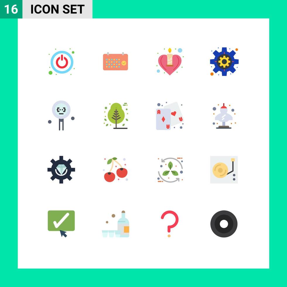 Pack of 16 creative Flat Colors of development coding candle settings business Editable Pack of Creative Vector Design Elements