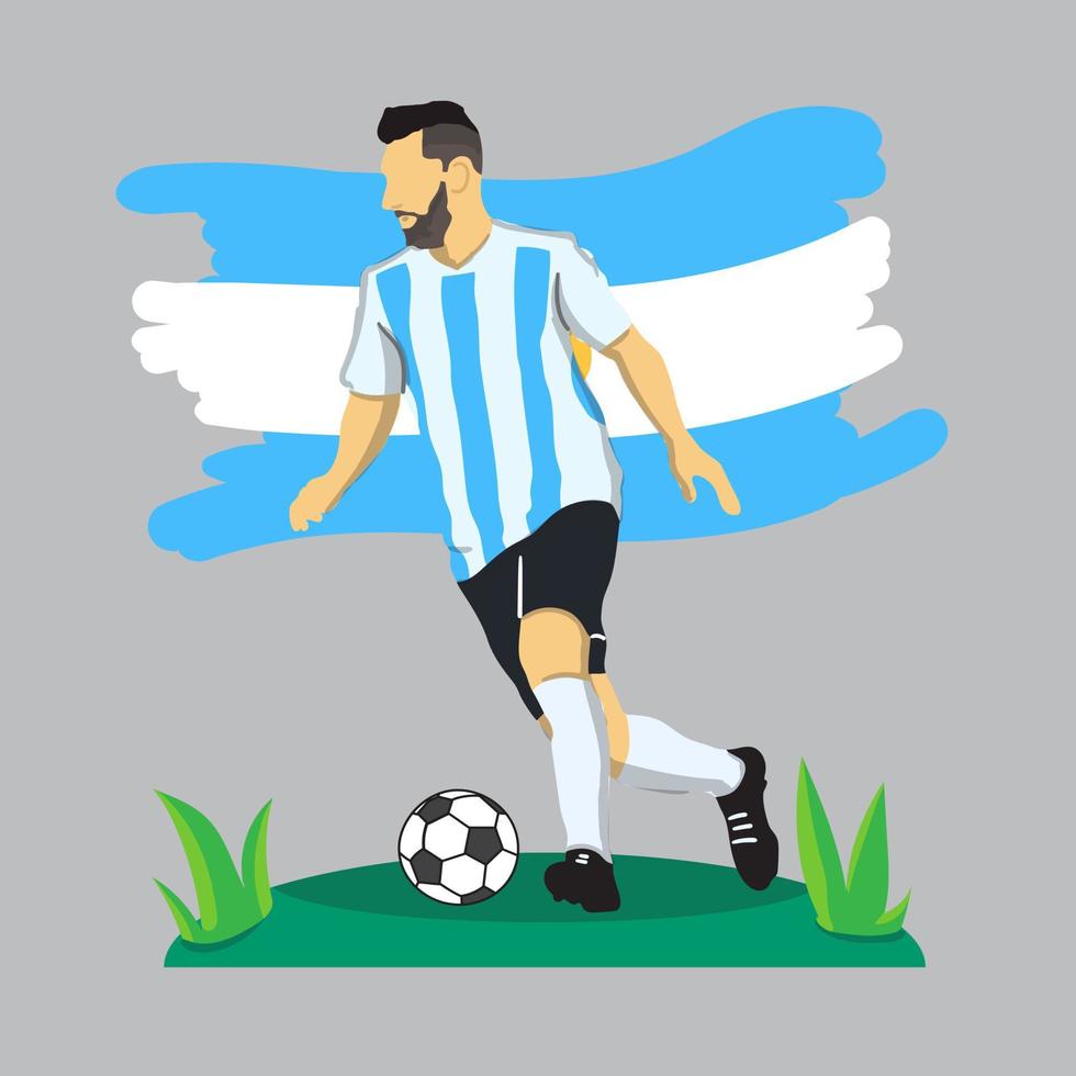 Argentina football player flat design with flag background vector illustration