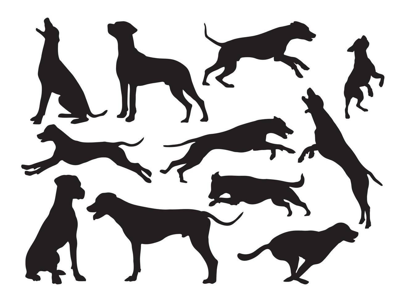 hand draw silhouette dog collection vector illustration