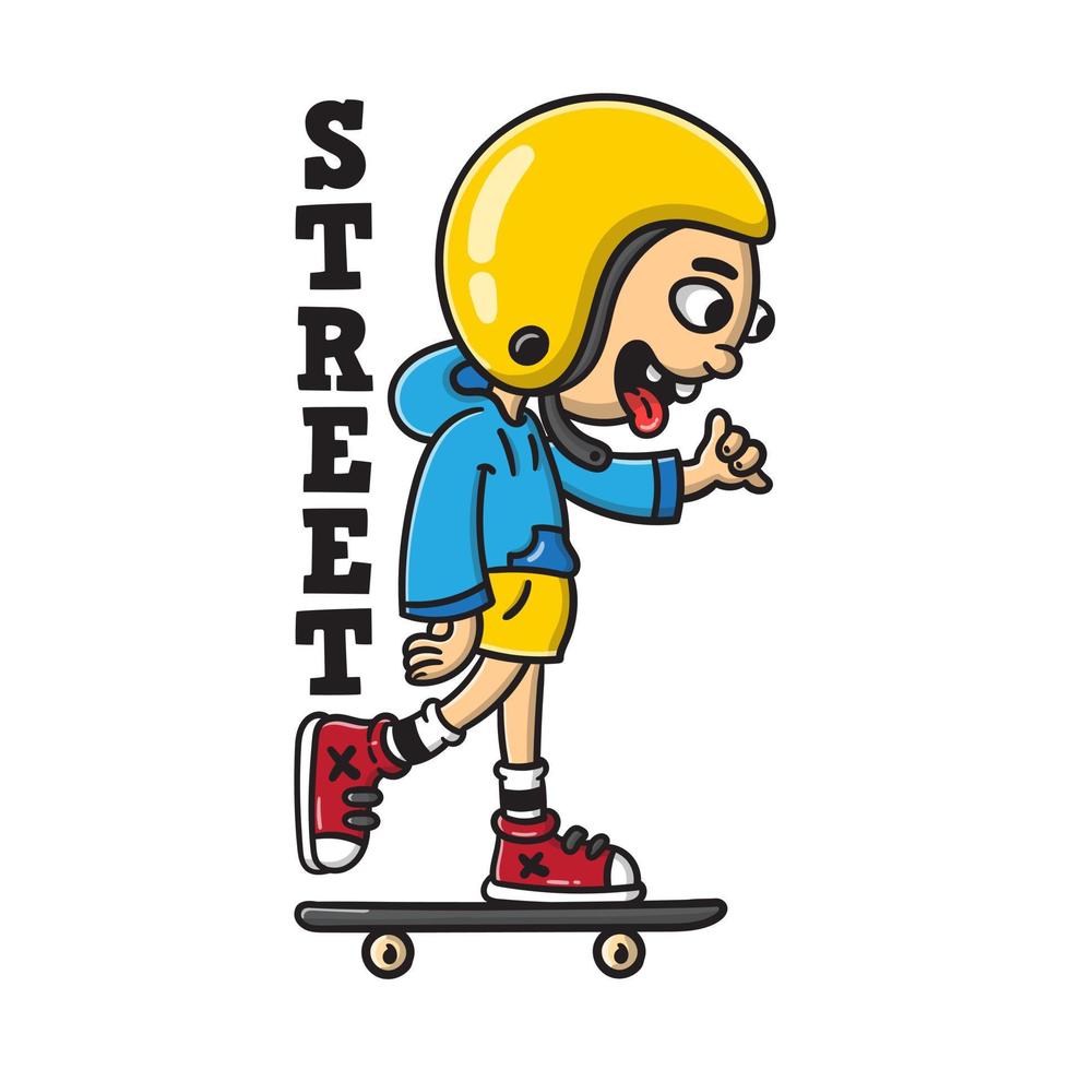 illustration of a cool boy playing skateboard vector