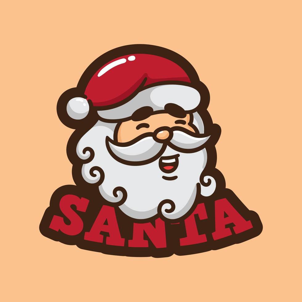 cute cartoon head santa with smile face good for sticker and t shirt design vector