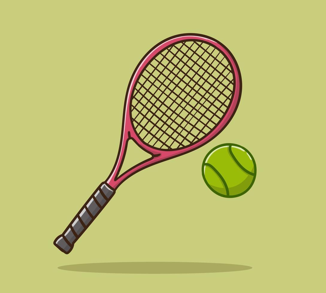 Mano dibujar lindo rojo raqueta tenis ilustración vectorial vector