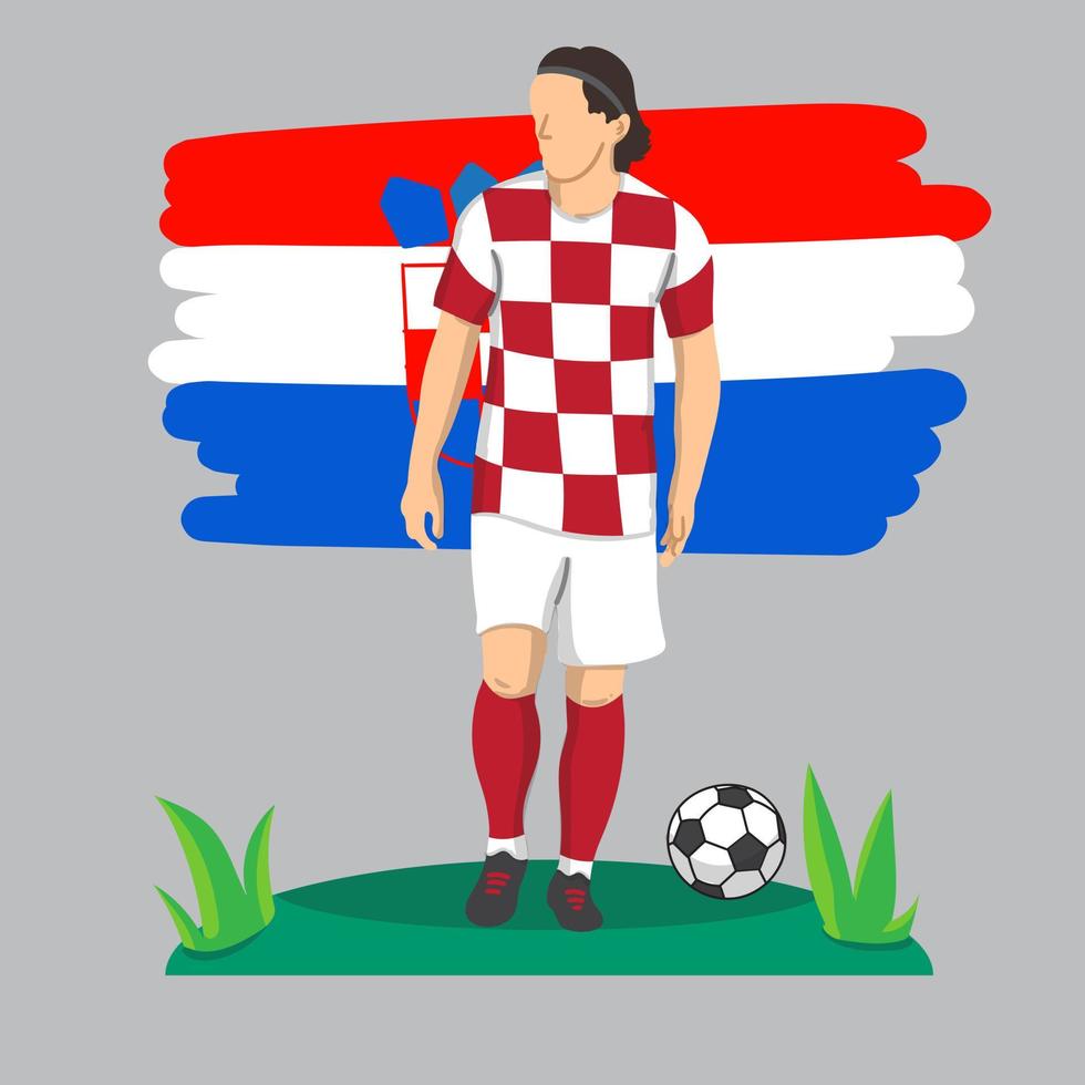 flat football player with Croatia flag background vector