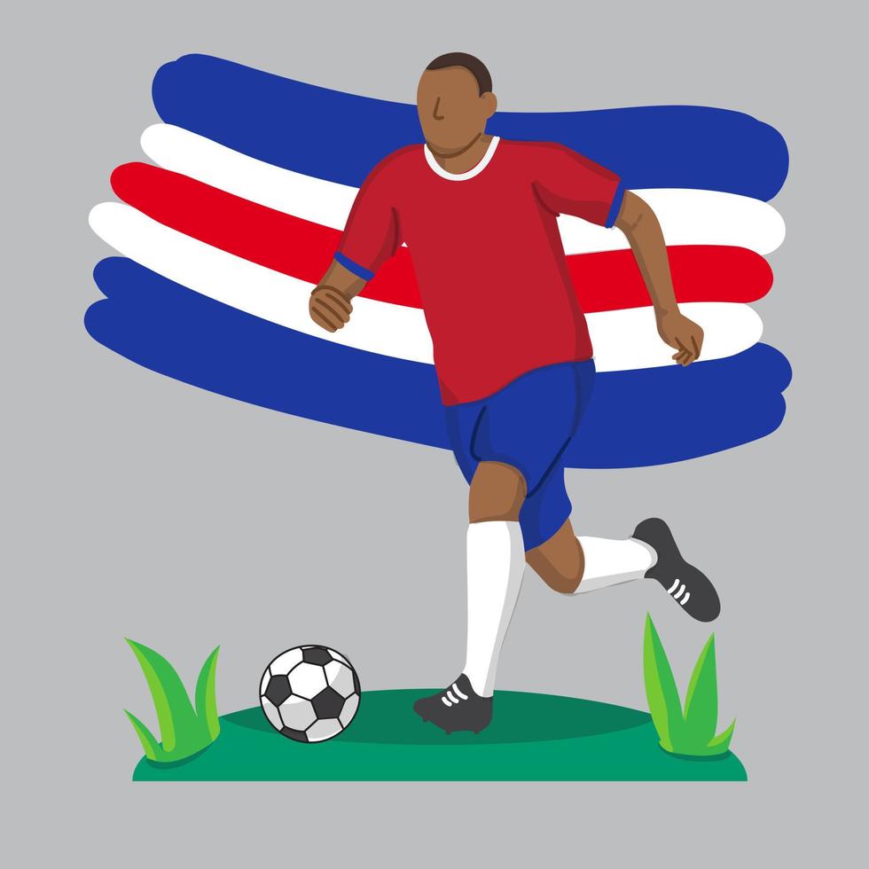 jugador de fútbol plano con fondo de bandera de costa rica vector