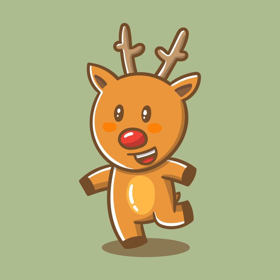 cute cartoon deer with smile face vector illustration
