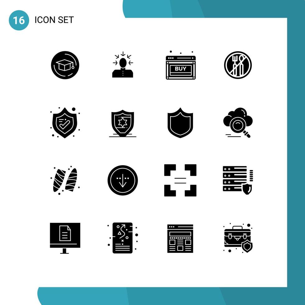grupo universal de símbolos de iconos de 16 glifos sólidos modernos de seguridad roza comprar elementos de diseño de vectores editables web ramadán