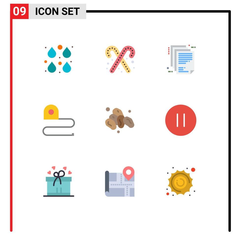 Set of 9 Modern UI Icons Symbols Signs for tape measuring sweets construction file Editable Vector Design Elements