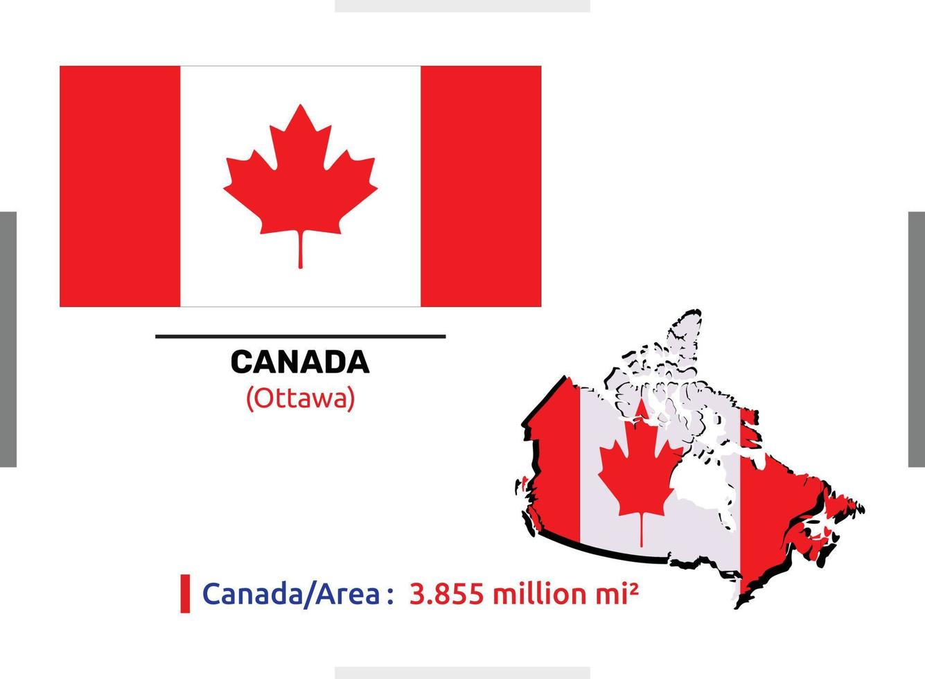 bandera de canadá con su área, mapa y algunos detalles del archivo vectorial que es totalmente editable, escalable y fácil de usar vector