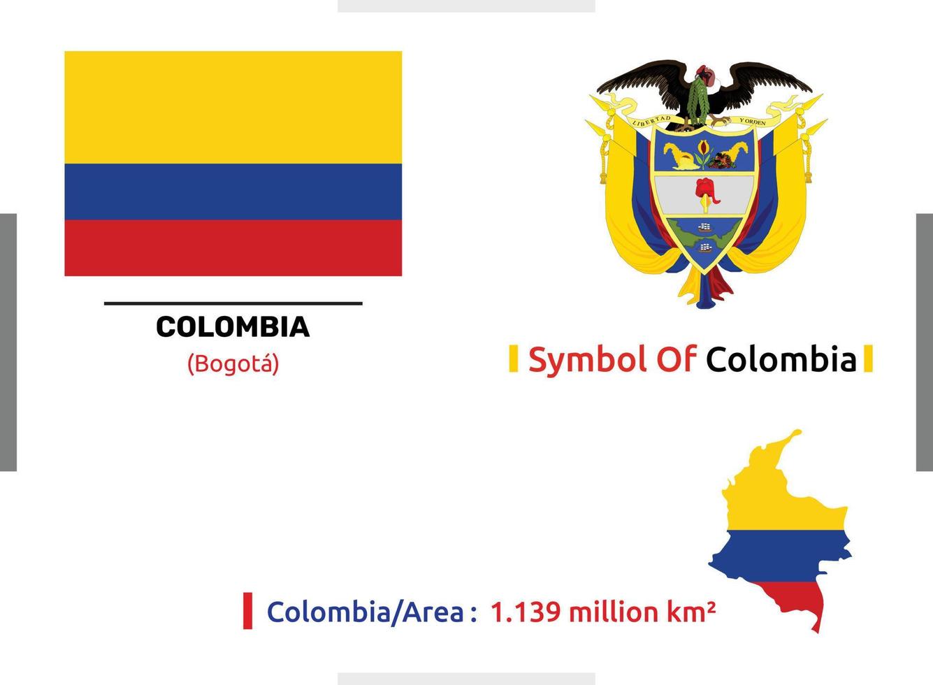 bandera de símbolo vectorial y área de colombia que es totalmente editable, escalable y fácil de usar vector