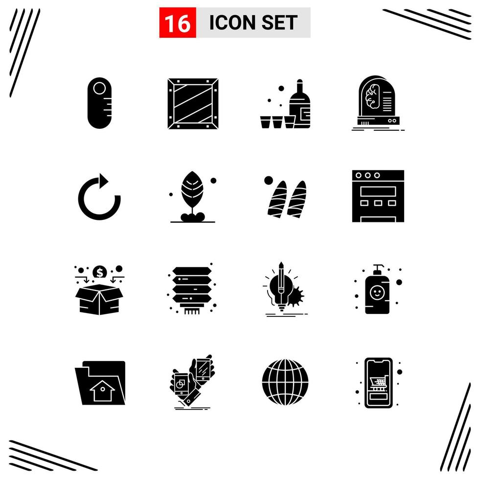 16 Icons Solid Style Grid Based Creative Glyph Symbols for Website Design Simple Solid Icon Signs Isolated on White Background 16 Icon Set vector