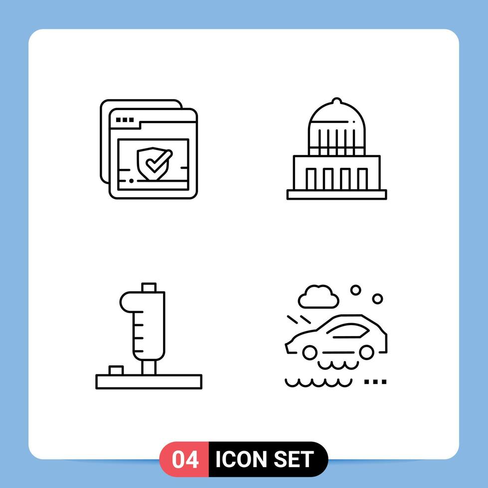 Editable Vector Line Pack of 4 Simple Filledline Flat Colors of check device web landmark joystick Editable Vector Design Elements