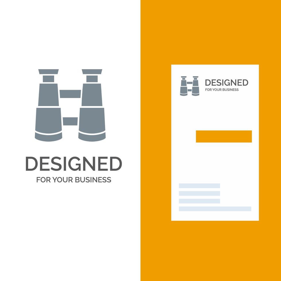 Binoculars Search Watch Grey Logo Design and Business Card Template vector