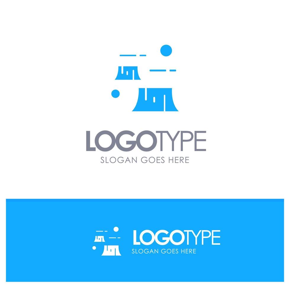 Factory Damage Deforestation Destruction Environment Blue Solid Logo with place for tagline vector